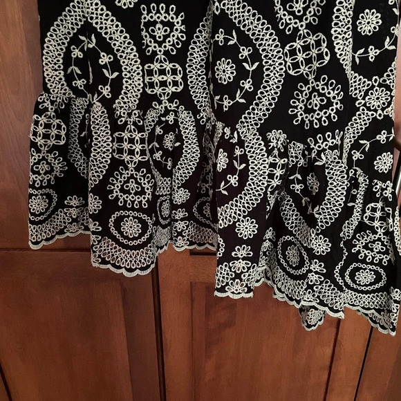 LoveShackFancy Pamela Dress One Shoulder Eyelet Lace Black Tan Size Small - Picture 6 of 11